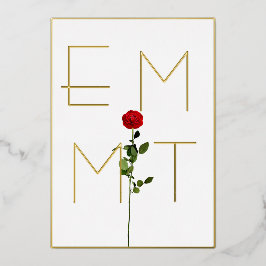 Elegant Chic Rose Stem Monogram Wedding Folieneinladung