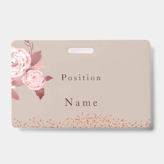 Elegant Chic Rose Wedding Name Ausweis (Vorderseite)