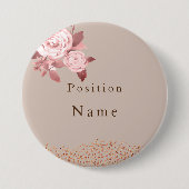 Elegant Chic Rose Wedding Name Button (Vorderseite)