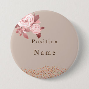Elegant Chic Rose Wedding Name Button