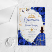 Elegant Chic Royal Blue Roses Gold Quinceanera Acryleinladungen