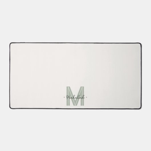 Elegant Chic Sage Green Script Monogram Schreibtischunterlage (Vorderseite)