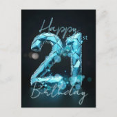 Elegant Chic Sapphire Blue und Black 21. Geburtsta Postkarte (Vorderseite)