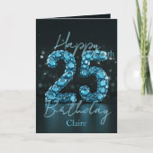 Elegant Chic Sapphire Blue und Black 25. Geburtsta Karte (Vorderseite)