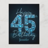 Elegant Chic Sapphire Blue und Black 45. Geburtsta Postkarte (Vorderseite)