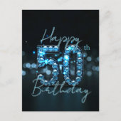 Elegant Chic Sapphire Blue und Black 50. Geburtsta Postkarte (Vorderseite)