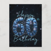 Elegant Chic Sapphire Blue und Black 60. Geburtsta Postkarte (Vorderseite)