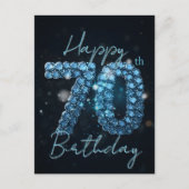 Elegant Chic Sapphire Blue und Black 70. Geburtsta Postkarte (Vorderseite)