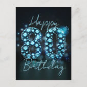 Elegant Chic Sapphire Blue und Black 80. Geburtsta Postkarte (Vorderseite)