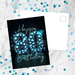 Elegant Chic Sapphire Blue und Black 80. Geburtsta Postkarte