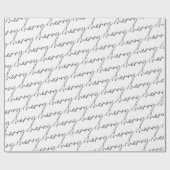 Elegant Chic Schwarz-weiß Merry Script Letters Geschenkpapier (Flach)