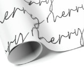 Elegant Chic Schwarz-weiß Merry Script Letters Geschenkpapier (Rolleneckpunkt)