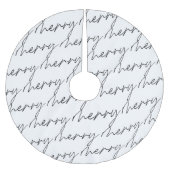 Elegant Chic Schwarz-weiß Merry Script Letters Polyester Weihnachtsbaumdecke (Vorderseite)