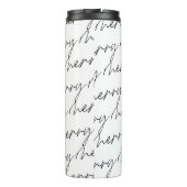 Elegant Chic Schwarz-weiß Merry Script Letters Thermosbecher (Rückseite)