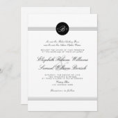 Elegant Chic Schwarz-weiß Monogram Wedding Einladu Einladung (Vorne/Hinten)