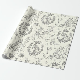 Elegant Chic Schwarz Weiß Reitsport Toile Geschenkpapier