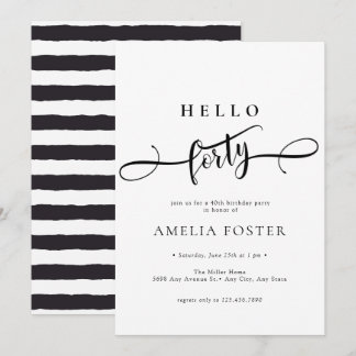 Elegant Chic Script 40. Geburtstag Einladung