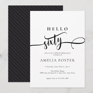 Elegant Chic Script 60. Geburtstag Einladung