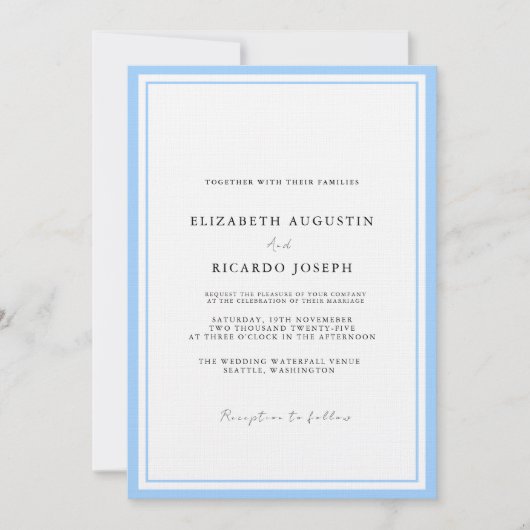 Elegant & Chic Script Blue Wedding Einladung (Vorderseite)