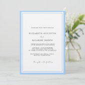 Elegant & Chic Script Blue Wedding Einladung (Stehend Vorderseite)