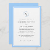 Elegant & Chic Script Blue Wedding Einladung (Vorne/Hinten)