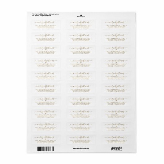 Elegant Chic Script Christmas Return Address Label (Vorne)