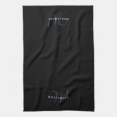 Elegant Chic Script Family Monogram Black Geschirrtuch (Vertikal)