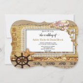 Elegant Chic Script Navy Küste Sommer Hochzeit Einladung (Vorderseite)