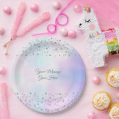 Elegant Chic Script Pearl Hearts Confetti Pappteller (Party)