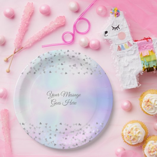 Elegant Chic Script Pearl Hearts Confetti Pappteller (Party)