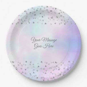 Elegant Chic Script Pearl Hearts Confetti Pappteller