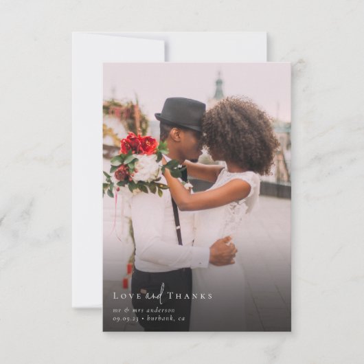 Elegant Chic Script Wedding Photo Dankeskarte (Vorderseite)