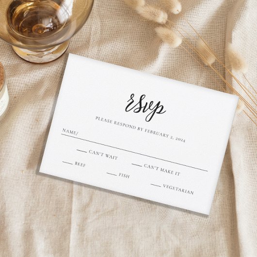 Elegant Chic Script Wedding RSVP Karte