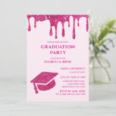 Elegant Chic Sie machte es heiß rosa Graduiertenpa Einladung (Stehend Vorderseite)
