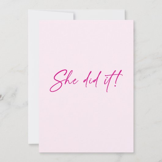 Elegant Chic Sie machte es heiß rosa Graduiertenpa Einladung (Rückseite)