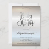 Elegant Chic Silver Baby Shower Einladung (Vorderseite)