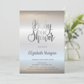 Elegant Chic Silver Baby Shower Einladung (Stehend Vorderseite)