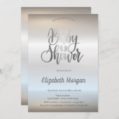 Elegant Chic Silver Baby Shower Einladung (Vorne/Hinten)