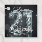 Elegant Chic Silver Diamond Black 21st Birthday Geschenkanhänger (Vorderseite)