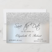 Elegant Chic Silver Glitzer Bokeh Save the Date (Vorderseite)