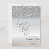 Elegant Chic Silver Glitzer Bokeh Save the Date (Vorderseite)