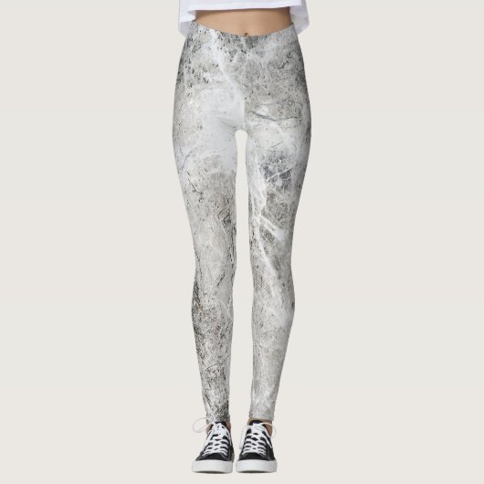 Elegant Chic Silver Marble Leggings (Vorderseite)