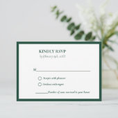 Elegant & Chic Smaragdgrüne Hochzeit RSVP Karte (Stehend Vorderseite)