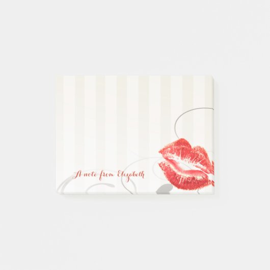 Elegant Chic Stilvoll Girly , Rote Lippen Post-it Klebezettel (Vorderseite)