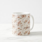 Elegant Chic Stilvolle Vintage Pastel Script-Blume Kaffeetasse (VorderseiteRechts)