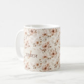 Elegant Chic Stilvolle Vintage Pastel Script-Blume Kaffeetasse (Vorderseite Links)