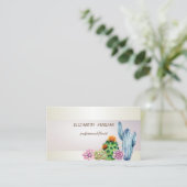 Elegant Chic Stripe Cactus Succulent Visitenkarte (Stehend Vorderseite)