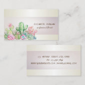 Elegant Chic Stripe Cactus succulents Visitenkarte (Vorne/Hinten)