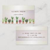 Elegant Chic Stripe Cactus Visitenkarte (Vorne/Hinten)