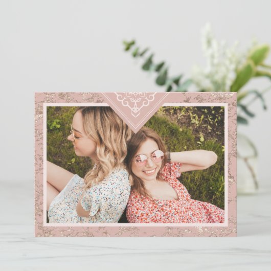 Elegant Chic Texture in Pink Bridesmaid Proposal (Stehend Vorderseite)